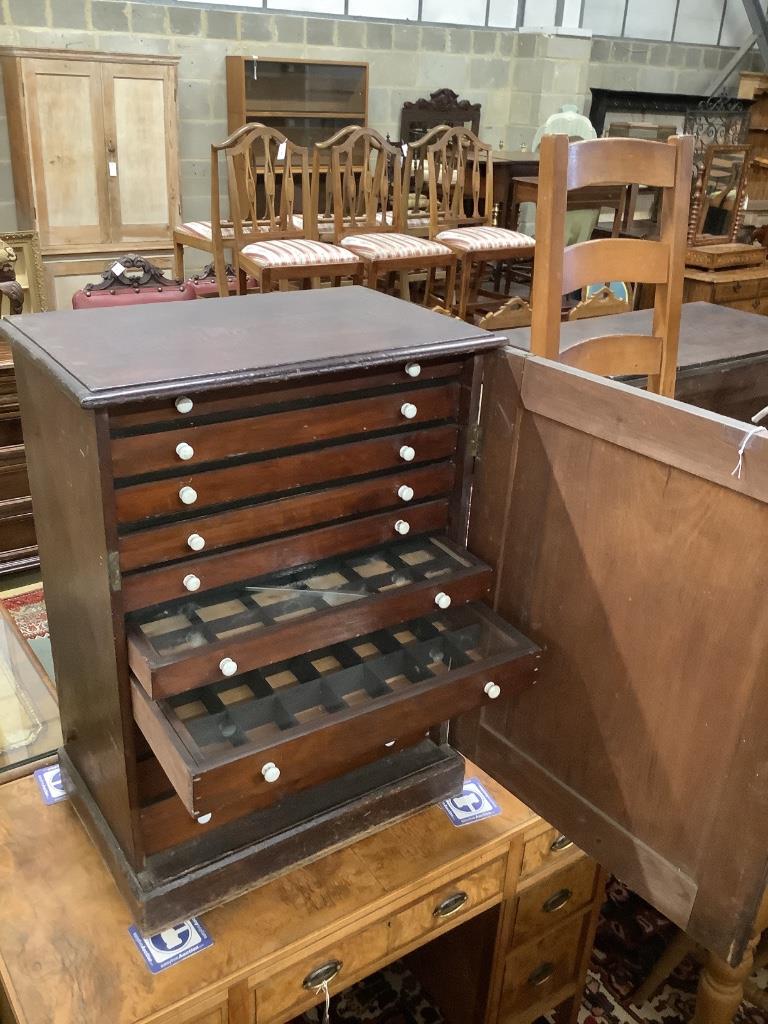 A Victorian stained pine ten drawer collector's chest, width 60cm, depth 37cm, height 82cm